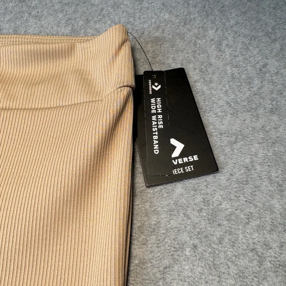 Converse Flare Leg Pants High Rise Wide Waistband Leggings Ribbed Youth Large